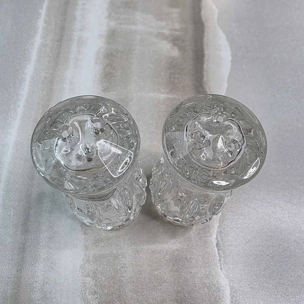 Gorham Full Lead Crystal Salt and Pepper Shakers Diamond Cut Germany 3‎ Inch S3